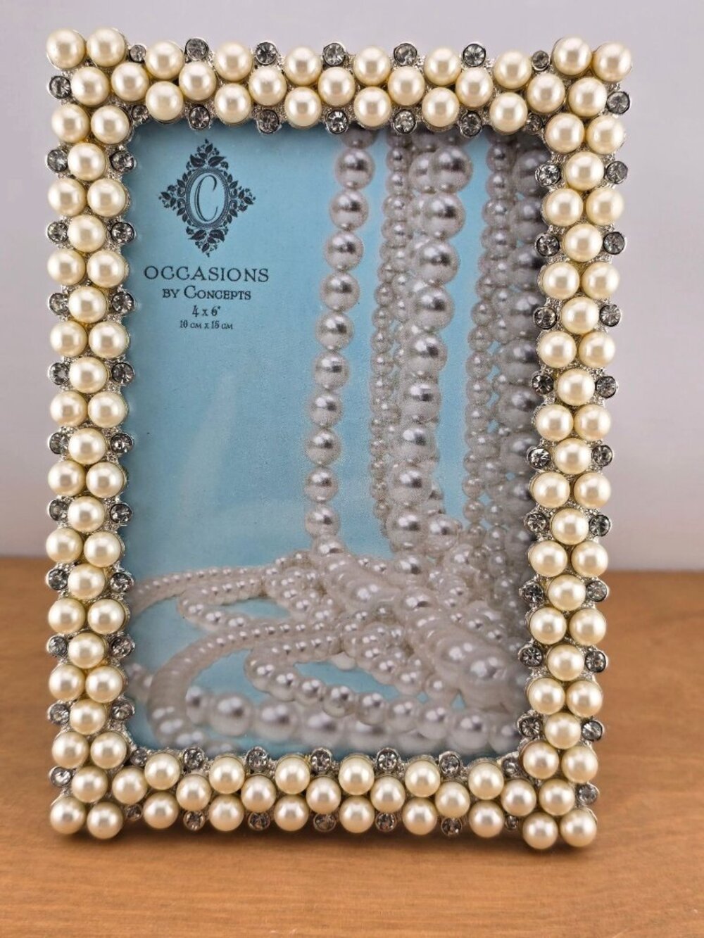 Wedding Pearl & Rhinestone 4x6 Picture Frame By Occasions Tabletop NIB - Picture 1 of 8
